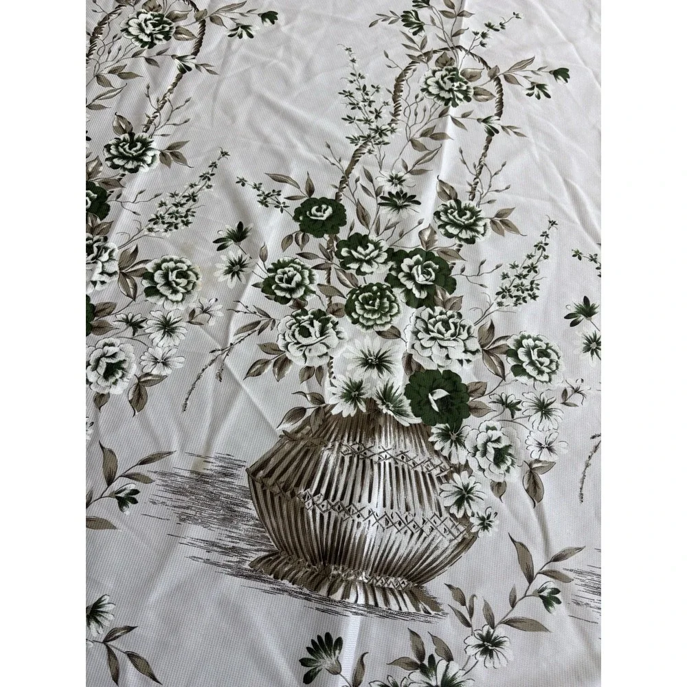 Mid Century Two Tone Floral Bamboo Curtain Panel Set - A Pair 86